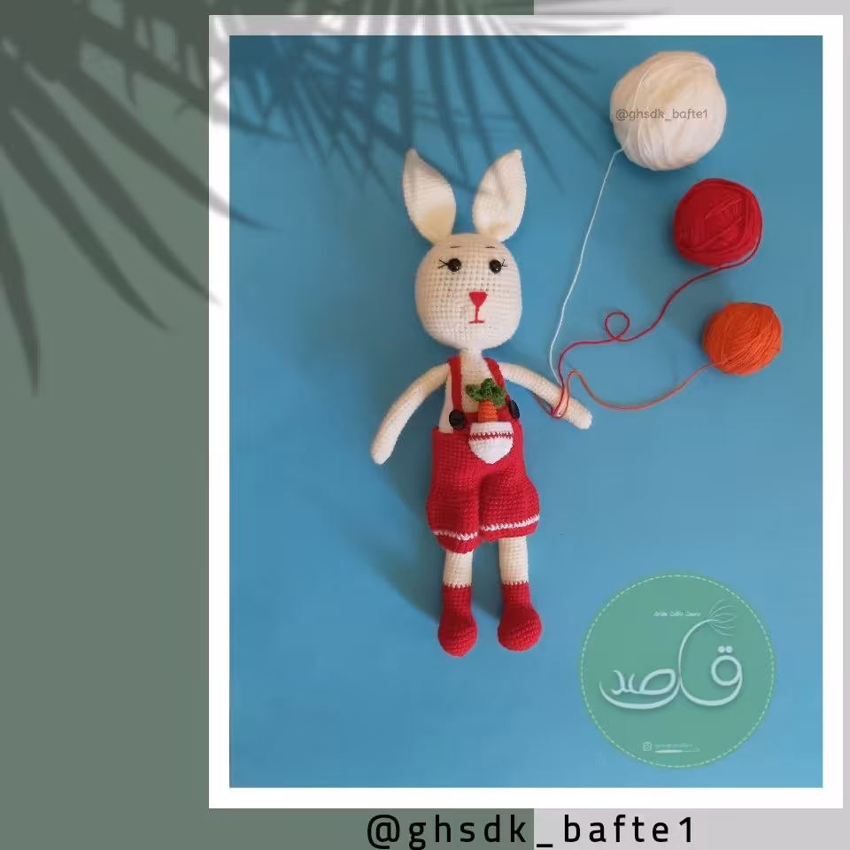 عروسک خرگوش قدبلند دستبافت قلاب