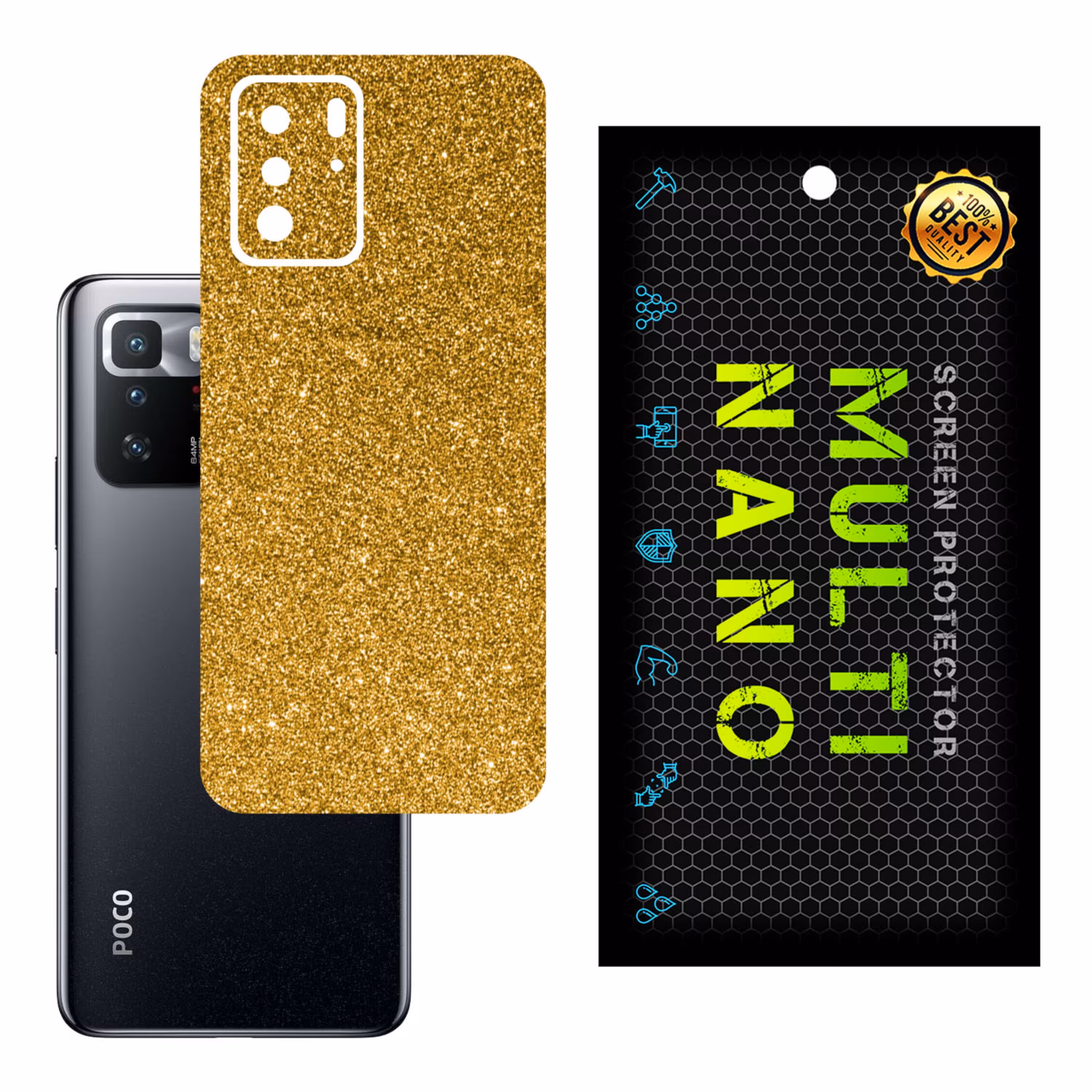 برچسب پوششی MultiNano مدل X-G1F-Gold برای پشت موبایل شیائومی Poco X3 GT 
