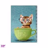 دفتر مشق 100 برگ بامبیلیپ طرح گربه عینکی در فنجان کد 9303865