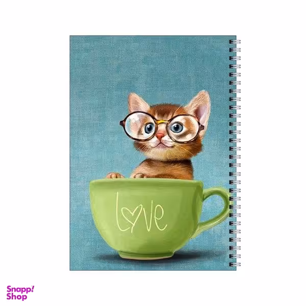 دفتر مشق 100 برگ بامبیلیپ طرح گربه عینکی در فنجان کد 9303865