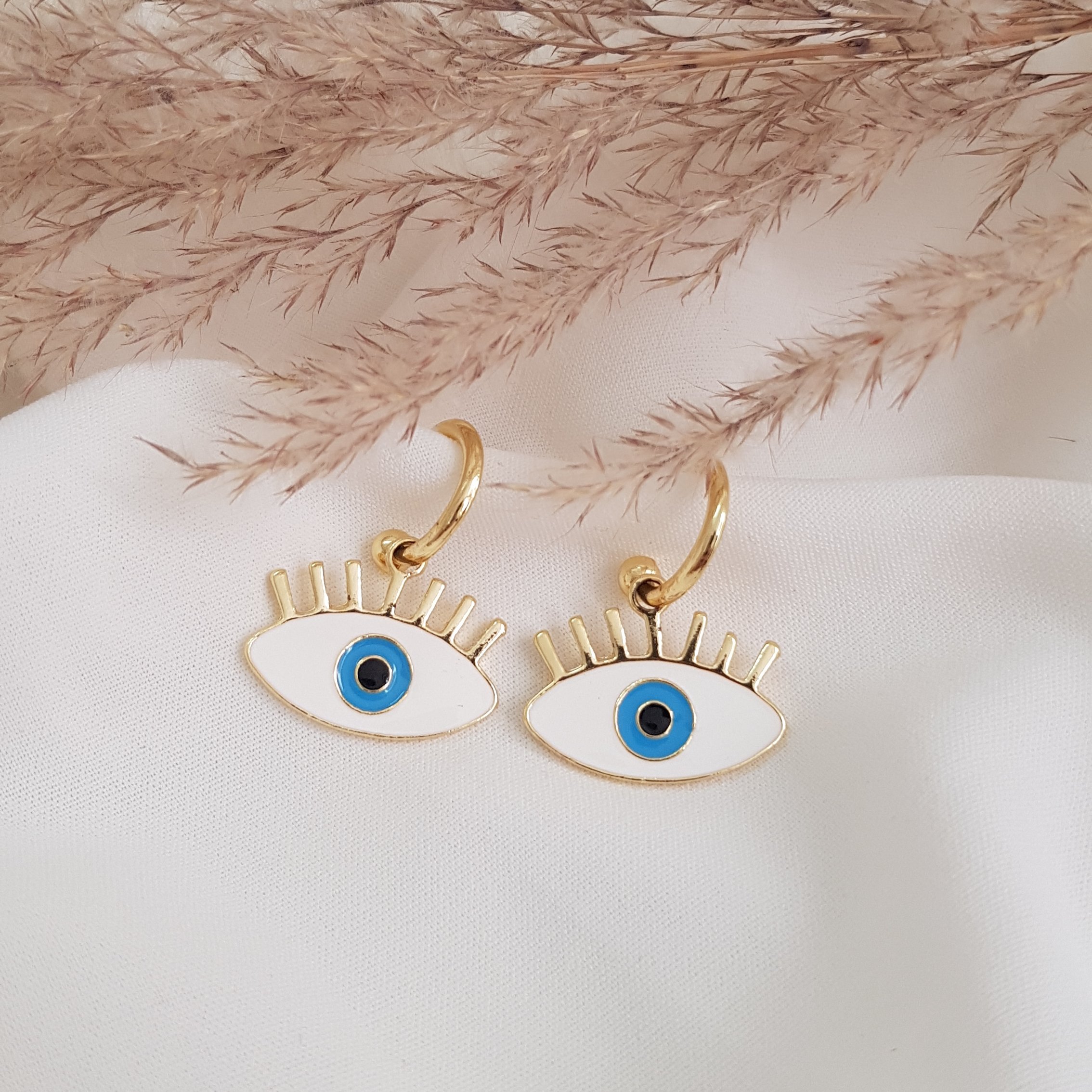 گوشواره حلقه ای طرح چشم استیل رنگ ثابت و ضدحساسیت