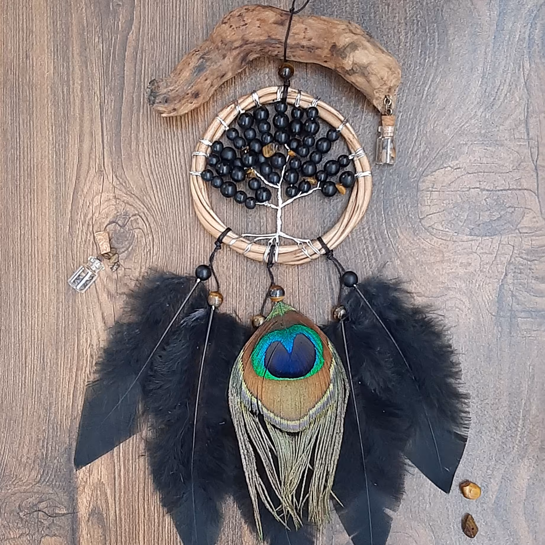 آویز دریم کچر مدل درخت زندگی  و سنگ چشم ببر