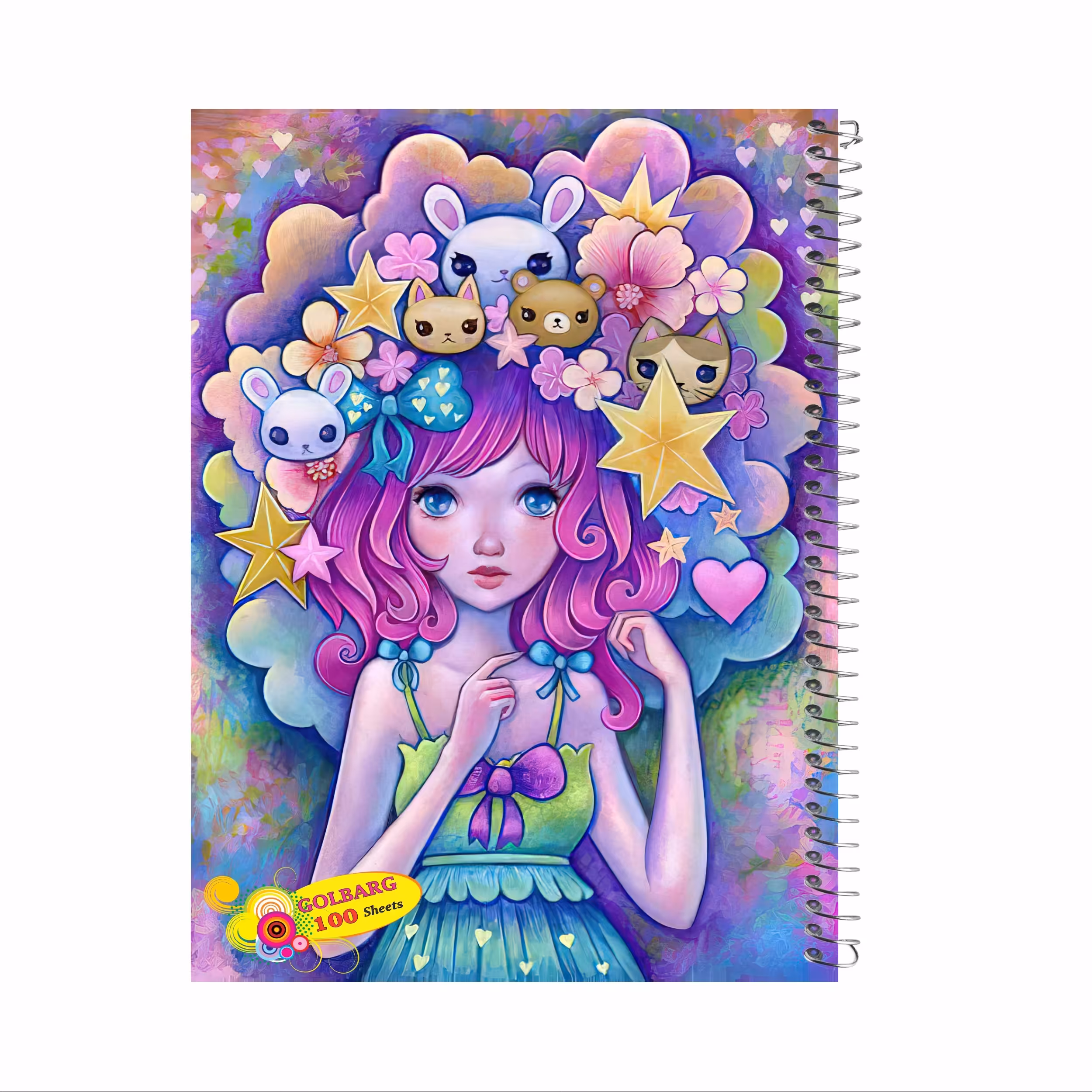 دفتر مشق 100 برگ طرح دخترانه جلد گلاسه کد 728