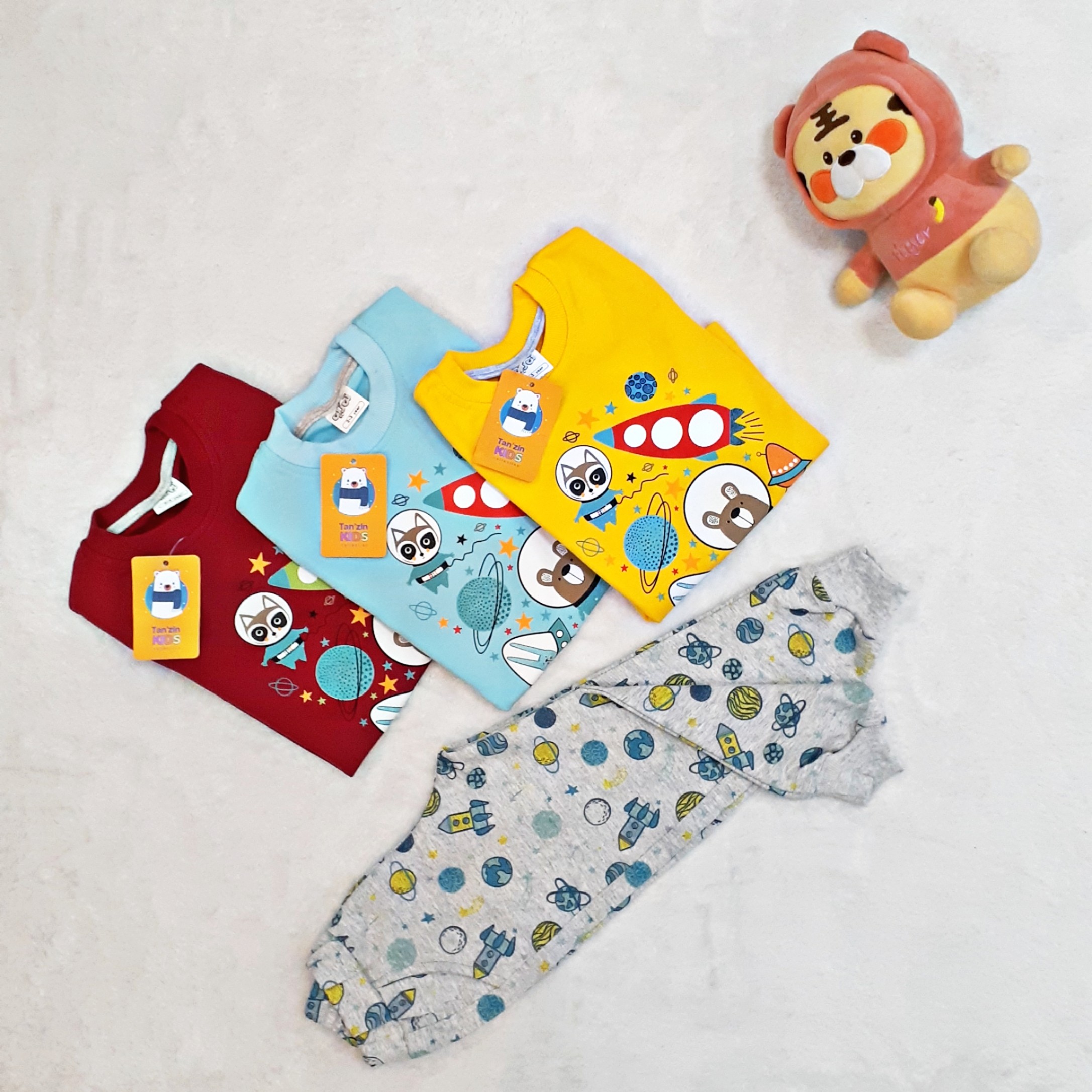 ست بلوز شلوار راحتی نخ پنبه پسرانه طرح فضایی