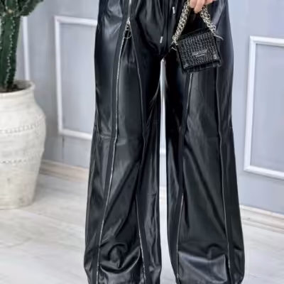 شلوار چرم جلو زیپ