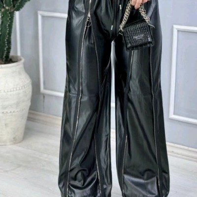 شلوار چرم جلو زیپ