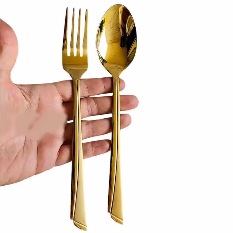 قاشق چنگال طلایی یونیک  استیل نگیر حک آلمان