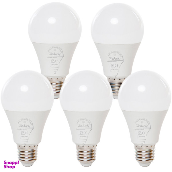 لامپ ال ای دی 9 وات پارس اروند الکتریک کد PA-AB9W پایه E27 بسته 5 عددی