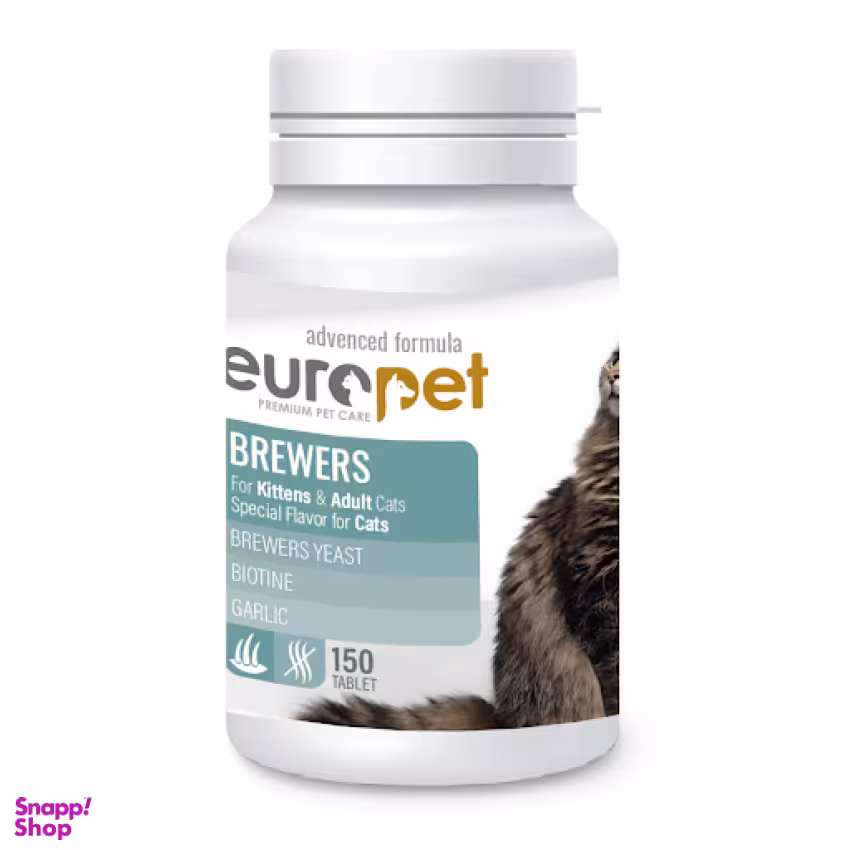قرص مخمر پوست و مو گربه و بچه گربه یوروپت مدل Brewers وزن 75 گرم