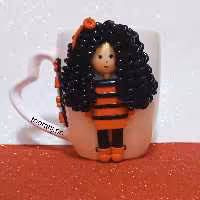 ماگ عروسکی دخترونه مو فرفری کد 23