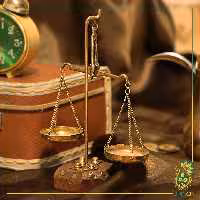 ترازو عدالت 20 گرمی برنجی 6 گوش هندی با پایه چوبی