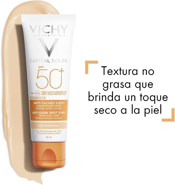 کرم ضد آفتاب ضد لک رنگی 3 در 1 VICHY ANTI-TACHES ویشی VICHY CAPITAL SOLEIL ANTI-DARK SPOT 3-IN-1 SPF 50  50 Ml