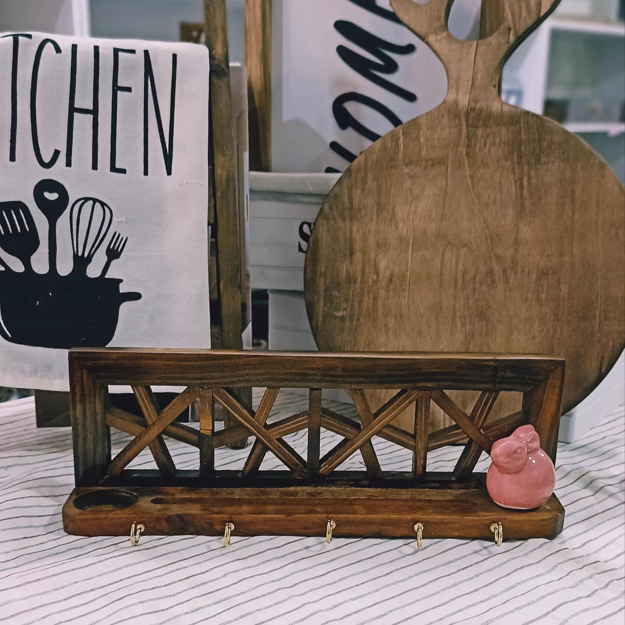 جا کلیدی چوبی جا شمعی چوبی جا عودی چوبی 3 کاره طرح سنتی