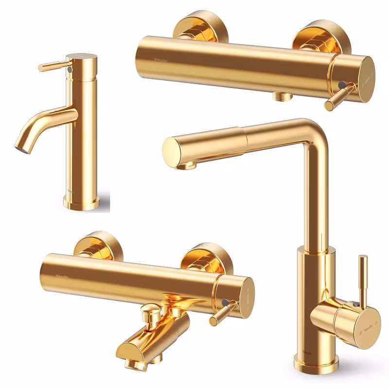 ست 4 تکه شیرآلات شودر مدل مارینو طلایی