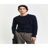 پلیور آبی مردانه ژاکت یقه دوچرخه سواری معمولی دریایی Gant