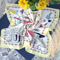 روسری بچگانه باربی زرد لیمویی جنس نخ قواره 75 ارسال رایگان