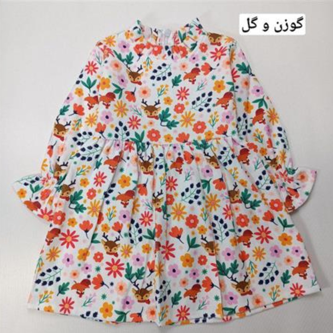 پیراهن مخمل طرح دار گل دار دخترانه شیک مجلسی