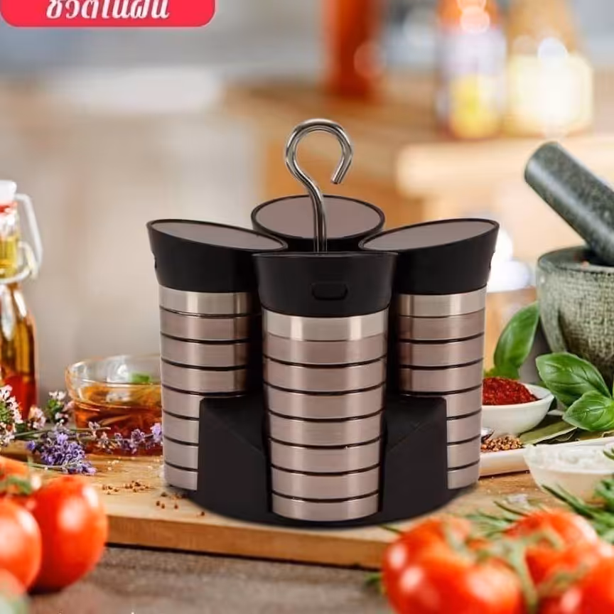 جاادویه آویزدار بازن پلاستیک طرح استیل رنگ نقره ای مشکی 