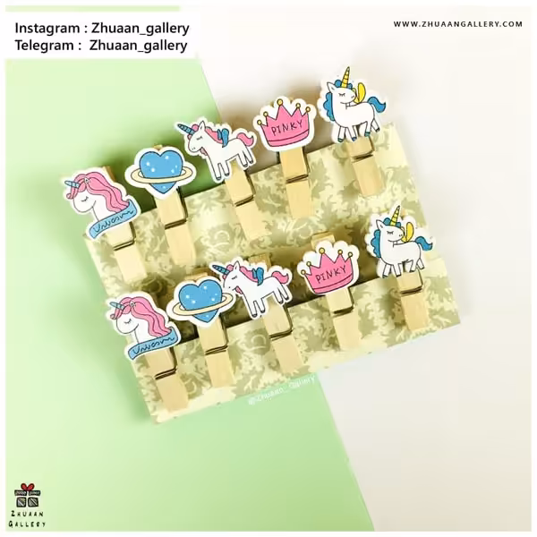 گیره چوبی Pinky Unicorn یونیکورن