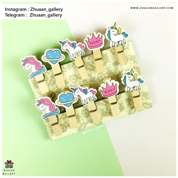 گیره چوبی Pinky Unicorn یونیکورن