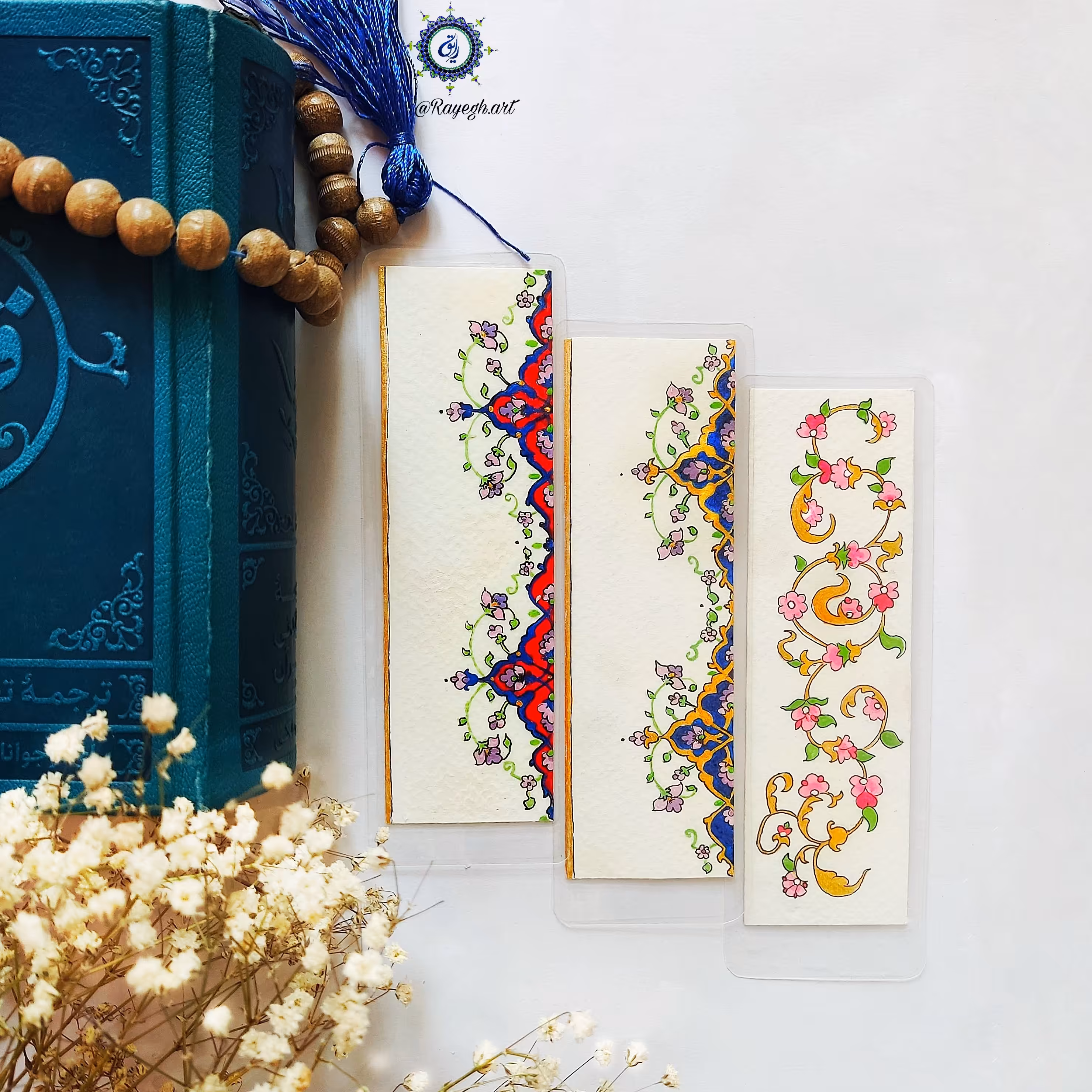 نشان کتاب و بوکمارک دست ساز طرح تذهیب سنتی (پس کرایه)