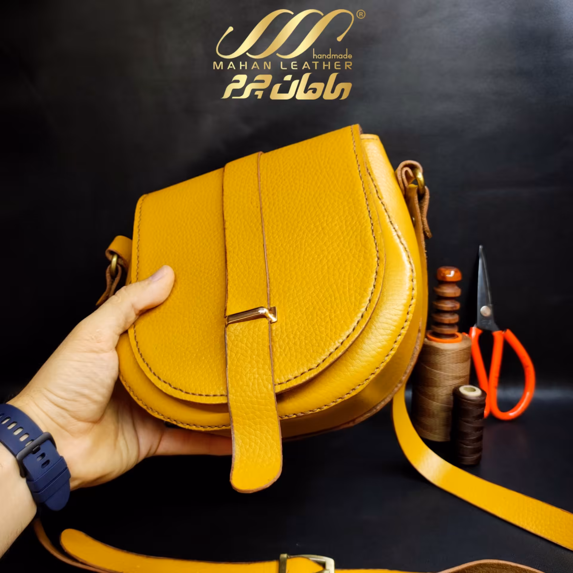 کیف دوشی زنانه چرم طبیعی گاوی دست دوز (  رنگ انتخابی )