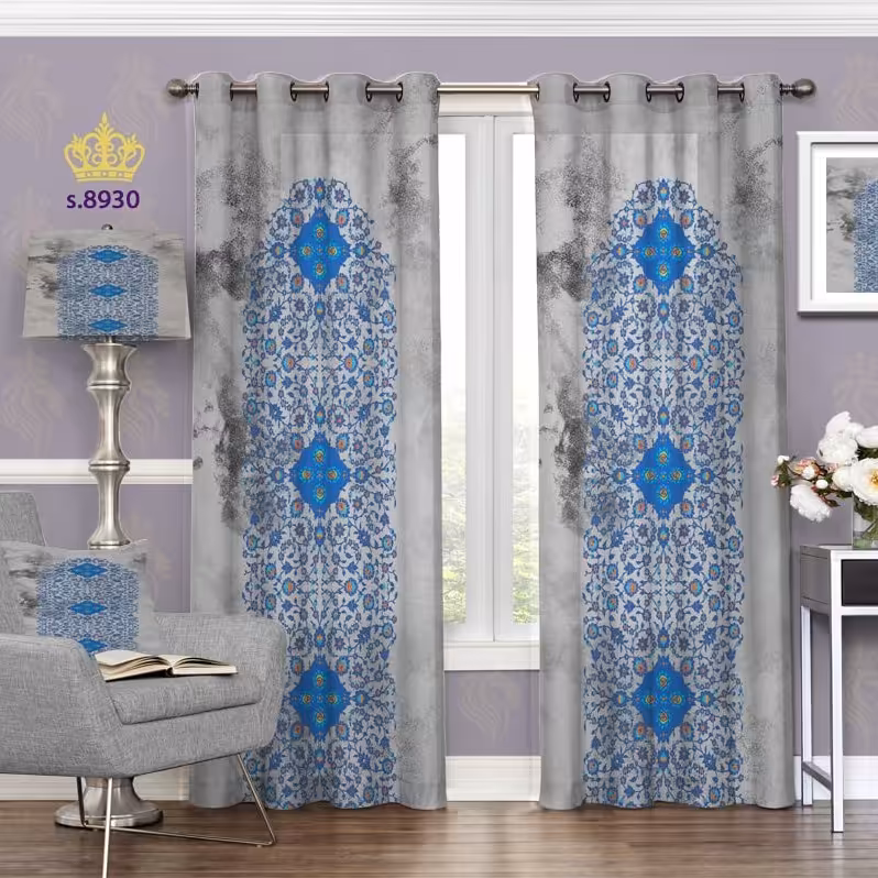 پرده پذیرایی دو قواره طرح اسلیمی کد S8930