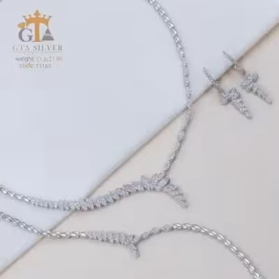 سرویس نقره دخترانه با قیمت مناسب زیبا و شیک عیار 925 کد 11163