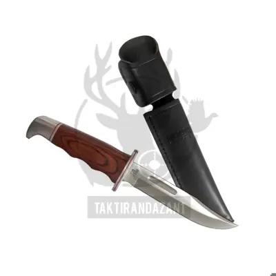 کارد شکاری باک مدل 119 (BUCK 119 ) دسته چوبی به همراه غلاف چرم اصلی