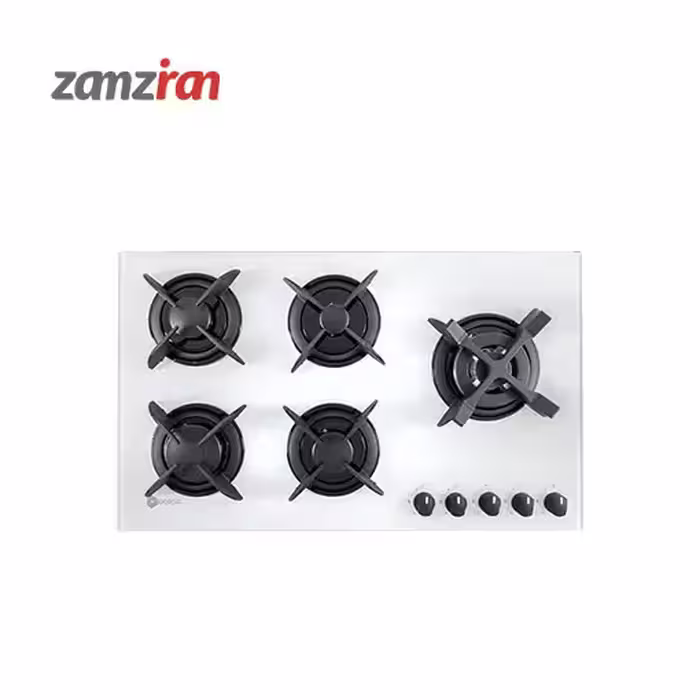 اجاق گاز رومیزی شیشه‌ ای 5 شعله ی درسا مدل آرتا سفید DG2103-5R