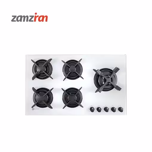 اجاق گاز رومیزی شیشه‌ ای 5 شعله ی درسا مدل آرتا سفید DG2103-5R