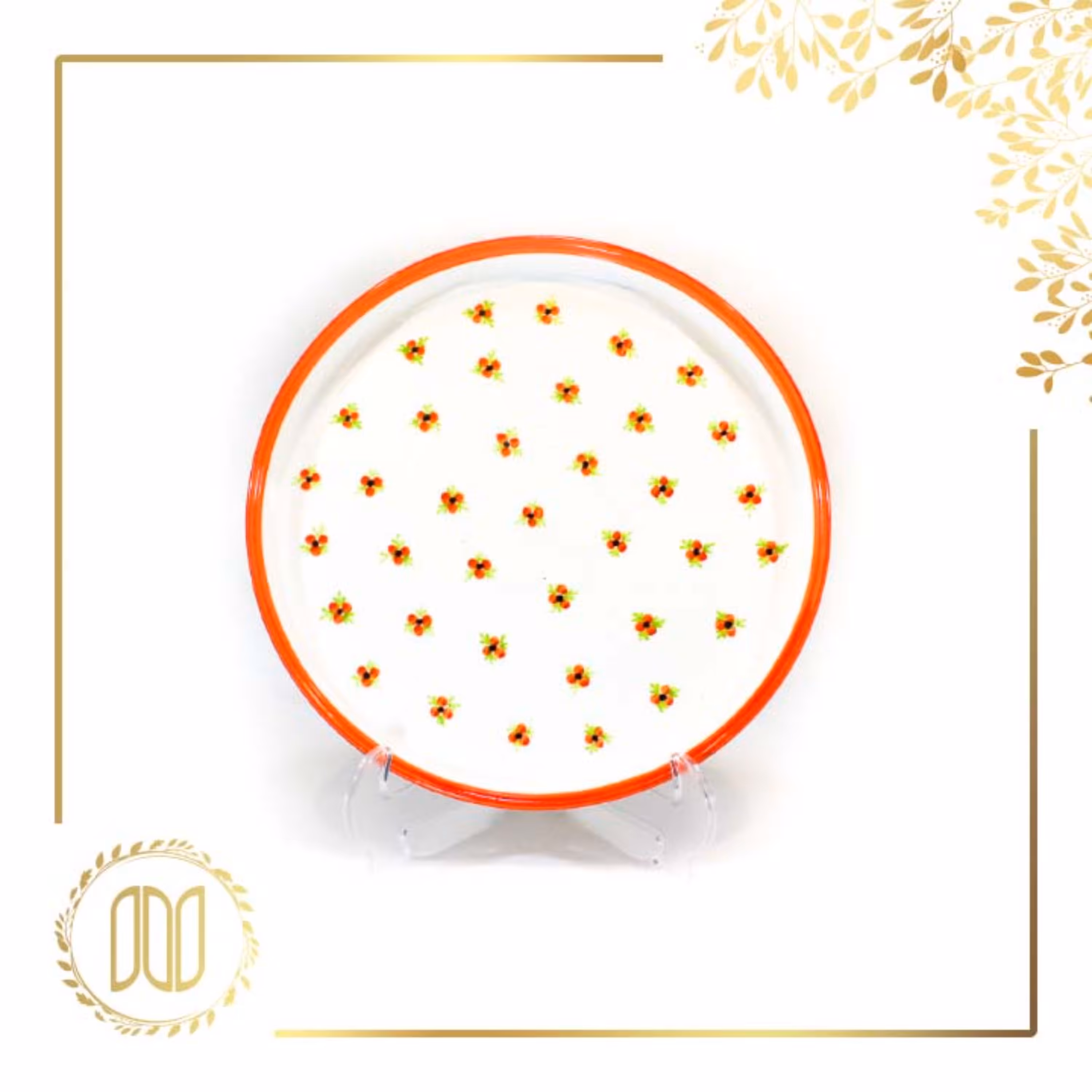 سینی پذیرایی سفال سرامیکی طرح گلی (قرمز)