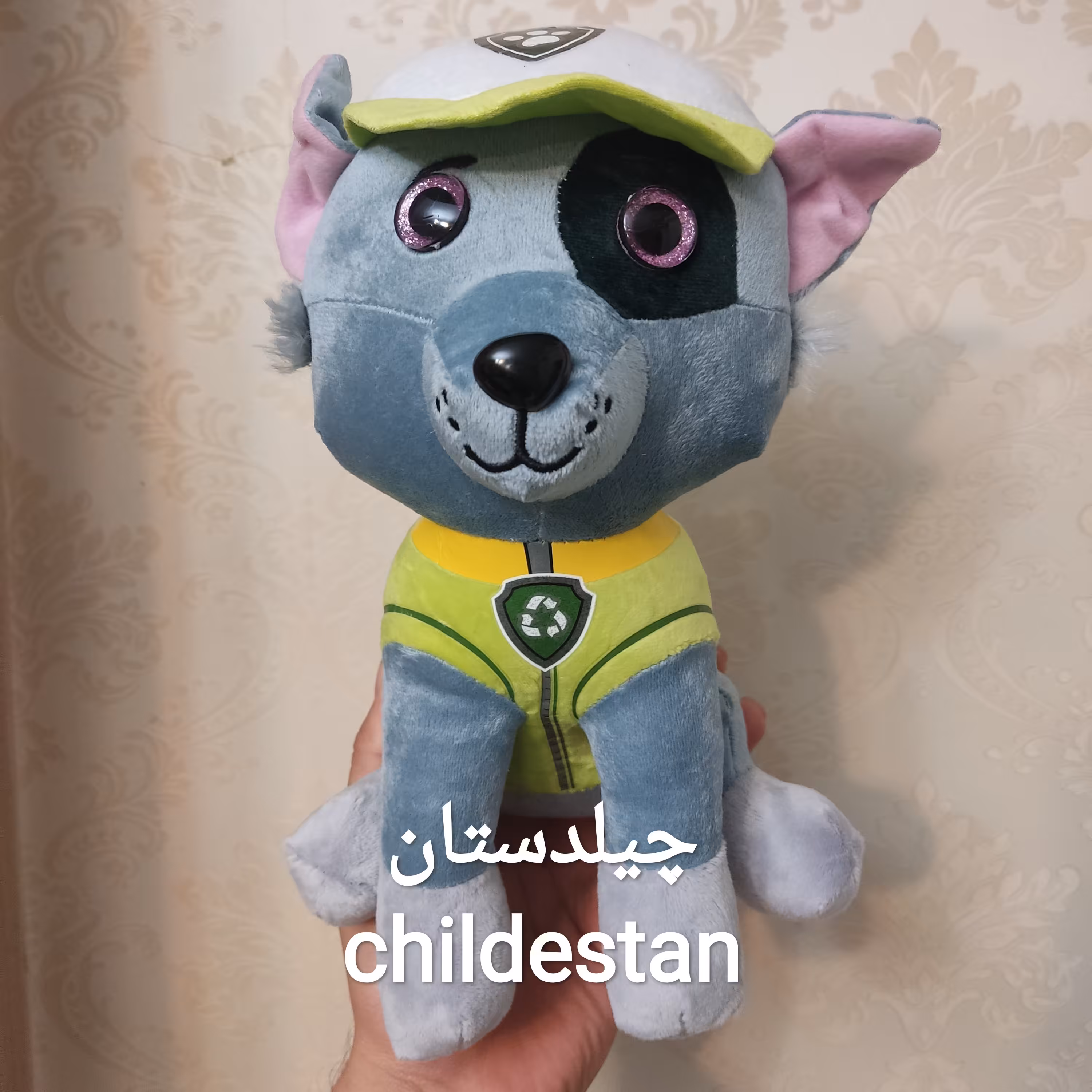 عروسک پولیشی اورجینال سگ نگهبان مدل راکی چشم تیله ای سایز بزرگ