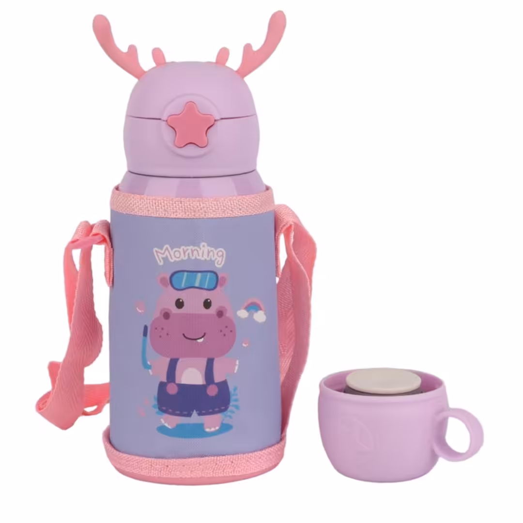 فلاسک کودک دو سر شاخ گوزنی طرح گاو گنجایش 0.5 لیتر