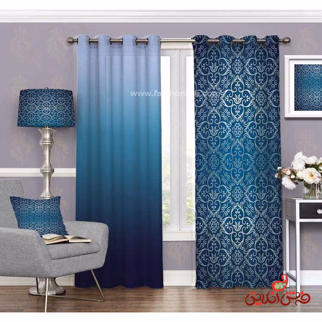 پرده سنتی آمبره آبی کد 3240