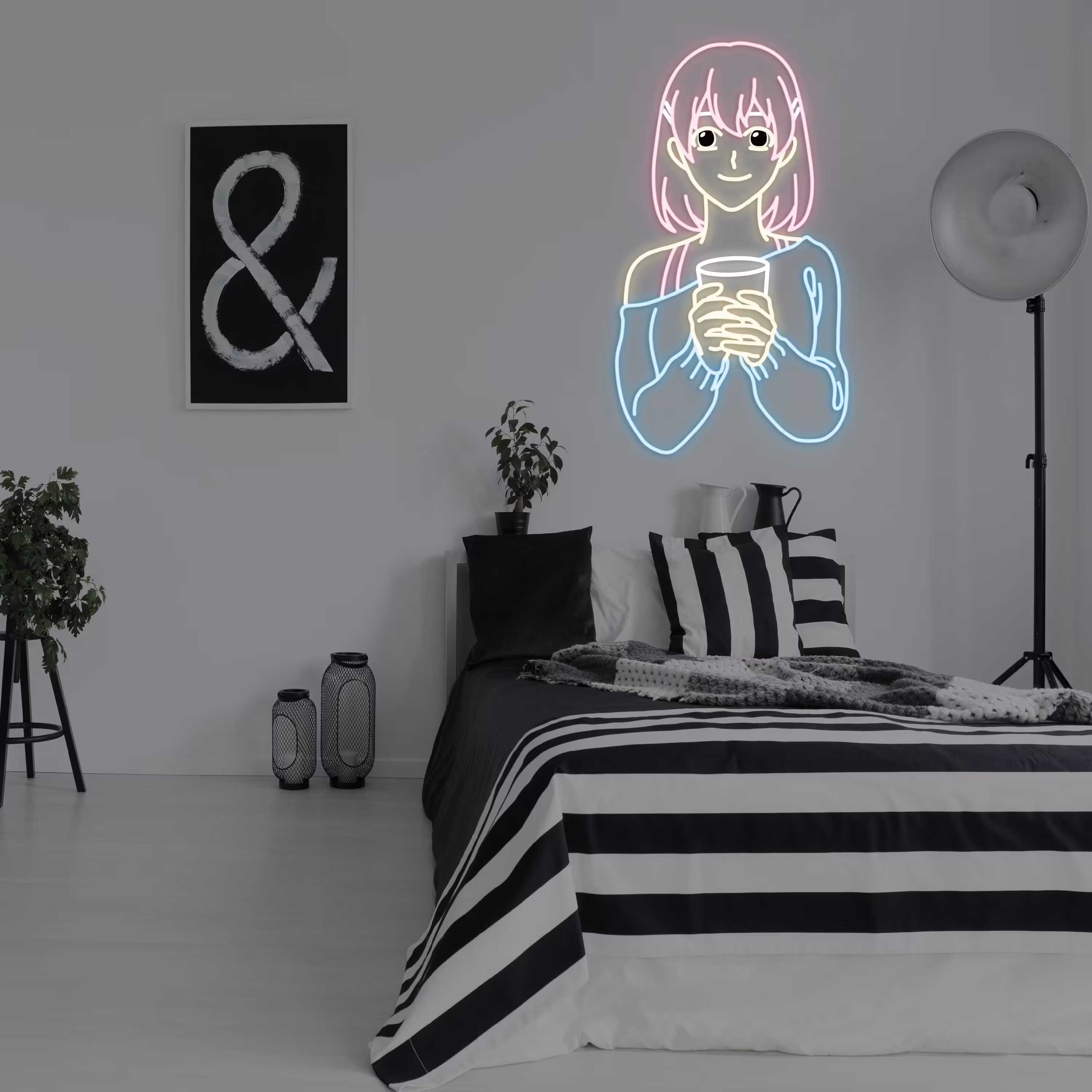 تابلو نئون طرح دختر انیمیشنی2