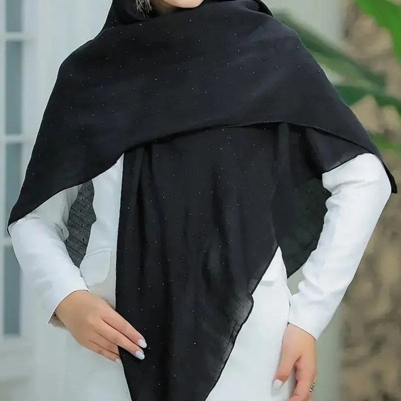 روسری مشکی مجلسی نگینی