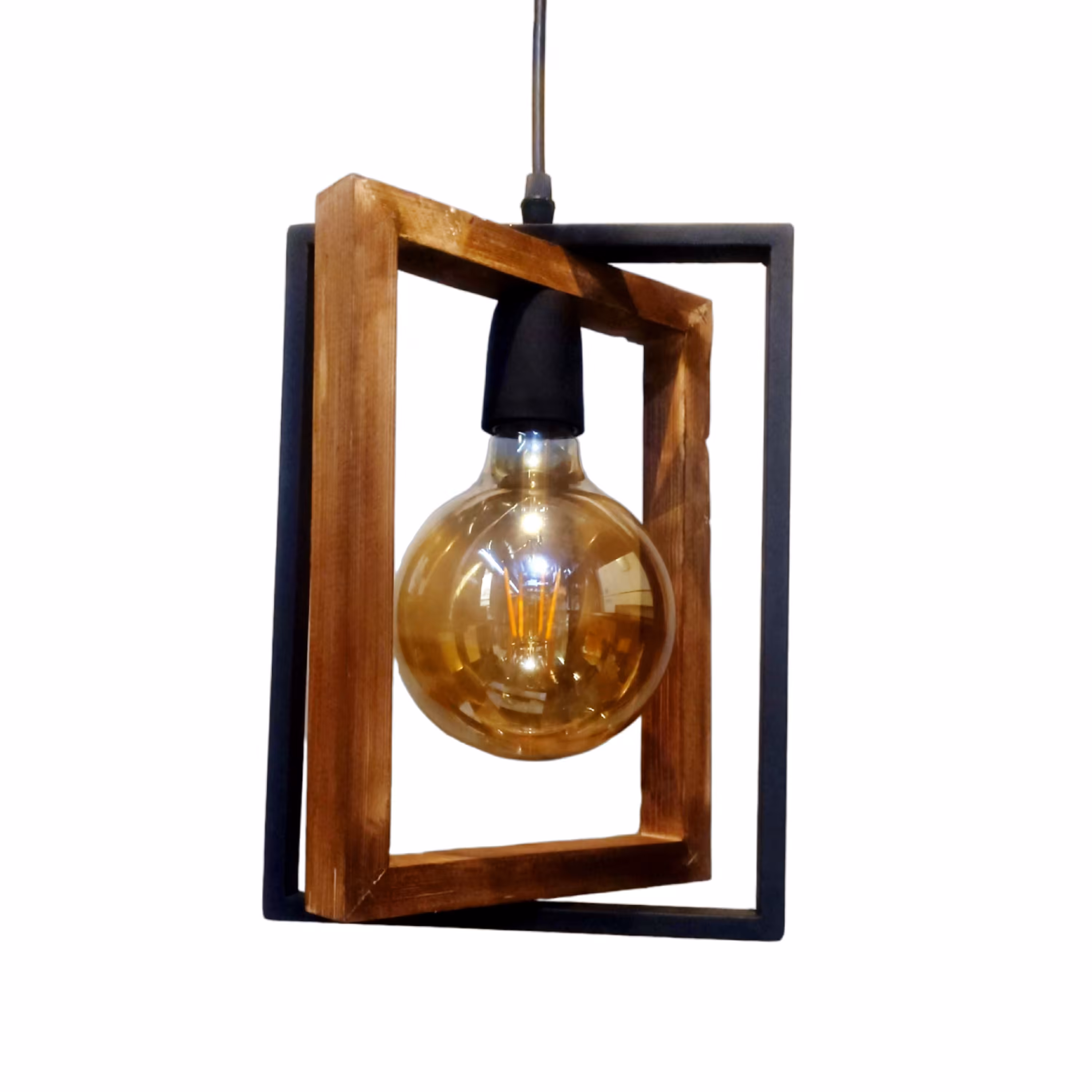 آویز . لوستر فلزی و چوبی مدل رویال 