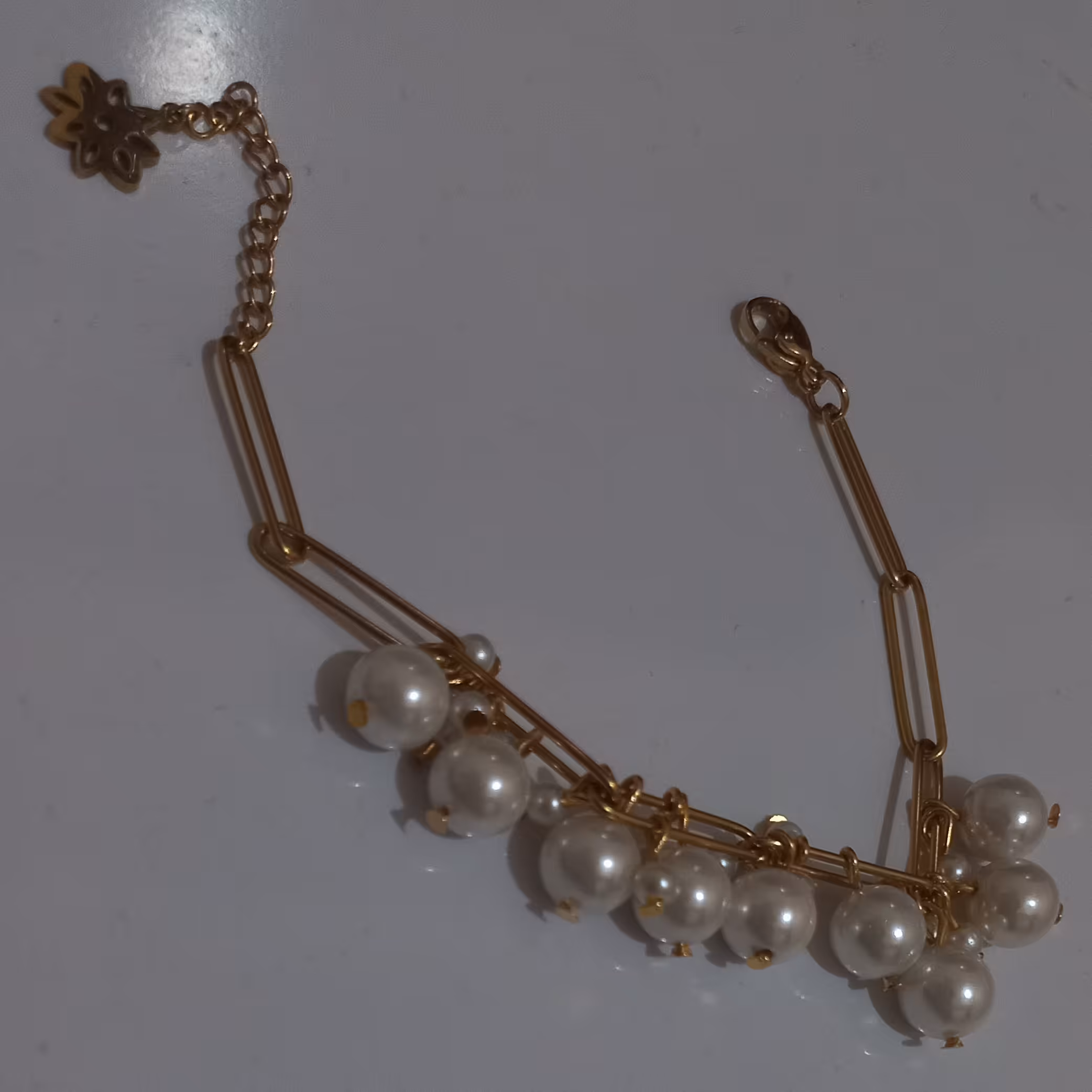 دستبند استیل رنگ ثابت ضد حساسیت مروارید شل اصل 