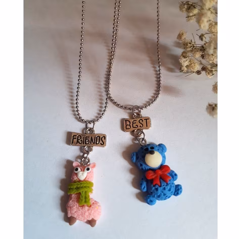 گردنبند ست دوستی ( گردنبند دوتایی ) استیل رنگ ثابت در طرح های فانتزی