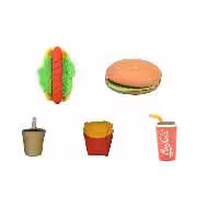 5 عدد پاک کن کمیاب مدل، ساندویچ، نوشابه، سیب زمینی