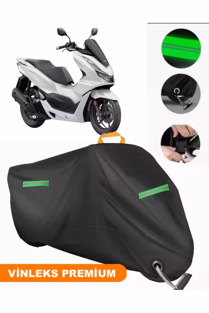چادر موتورسیکلت مشکی VINLEX HONDA PCX150 با کیفیت لوکس برزنت موتور سیکلت سازگار قفل MotoEn