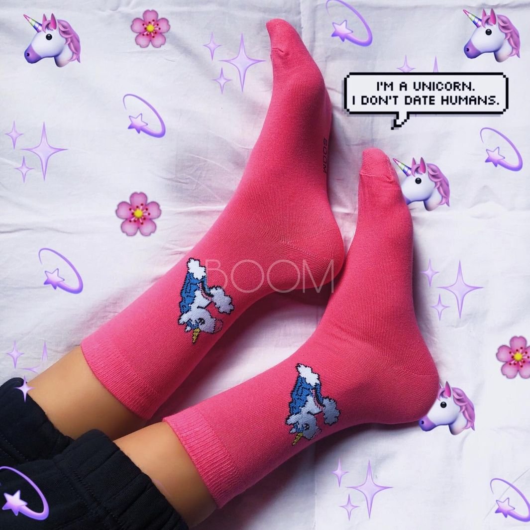جوراب Unicorn ساقدار نخ پنبه فری سایز اسب تک شاخ
