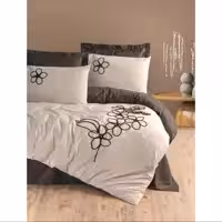 ست ملحفه کاتن باکس مدل Brode Rnf Panos Kahve دو نفره 6 تکه