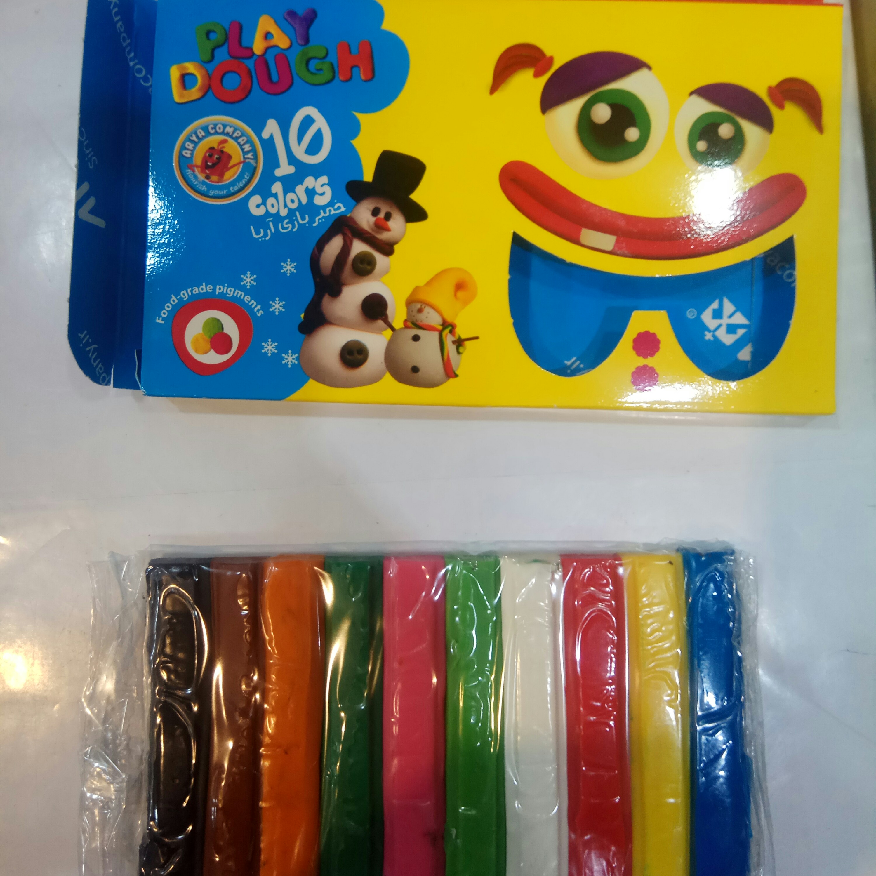 خمیربازی ده رنگ مقوایی آریا
