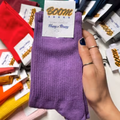 جوراب بنفش ساقدار ساده پنبه فری سایز