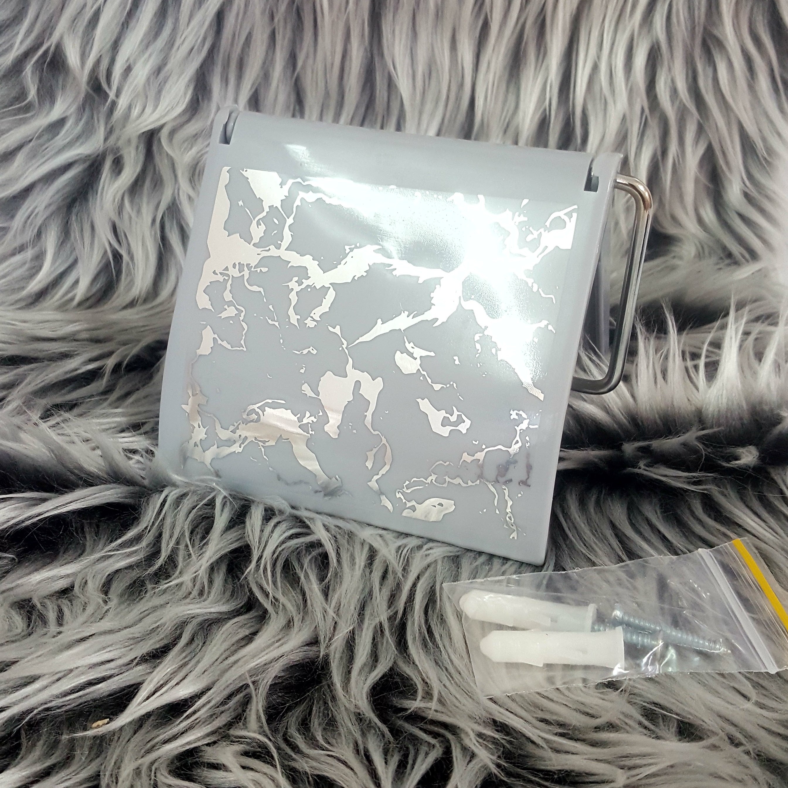 جا دستمال توالت ماربل رنگ طوسی