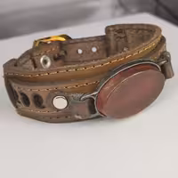 دستبند چرم پلاک عقیق مناسب برای حکاکی 