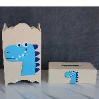 ست سطل آشغال جعبه دستمال کاغذی طرح دایناسور