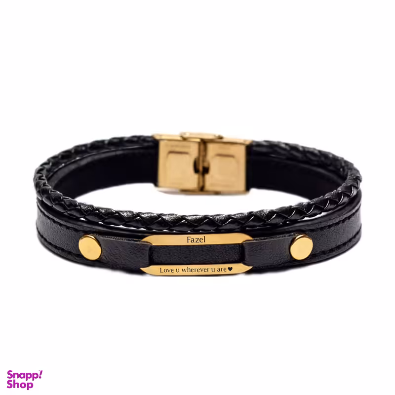 دستبند طلا 18 عیار مردانه لیردا مدل اسم فاضل